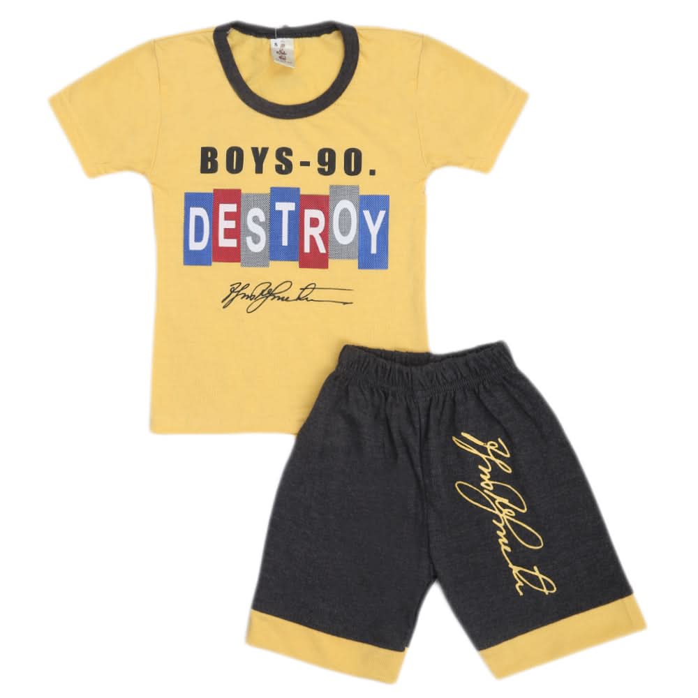 Boys Short Suit - Yellow, Kids, Boys Sets And Suits, Chase Value, Chase Value