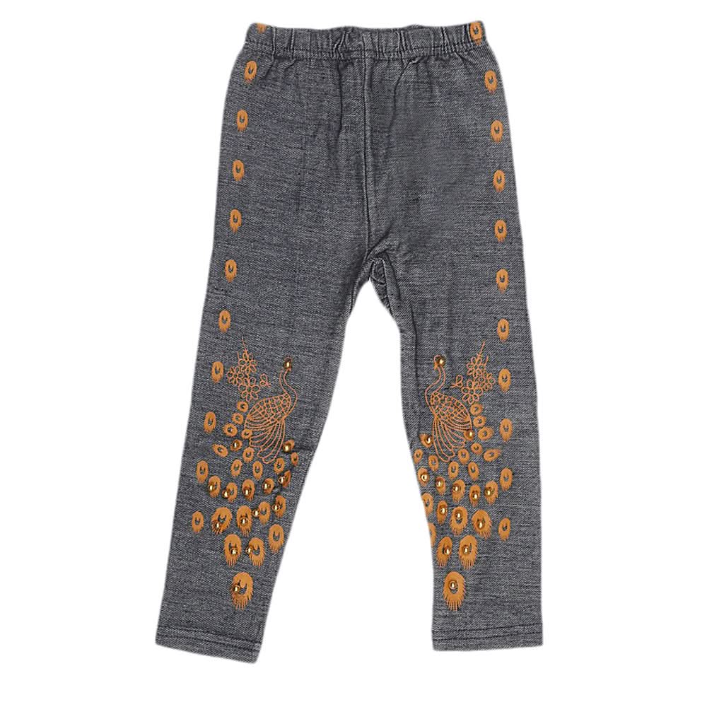 Girls Denim Print Tight - Blue, Kids, Girls Pants And Capri, Chase Value, Chase Value
