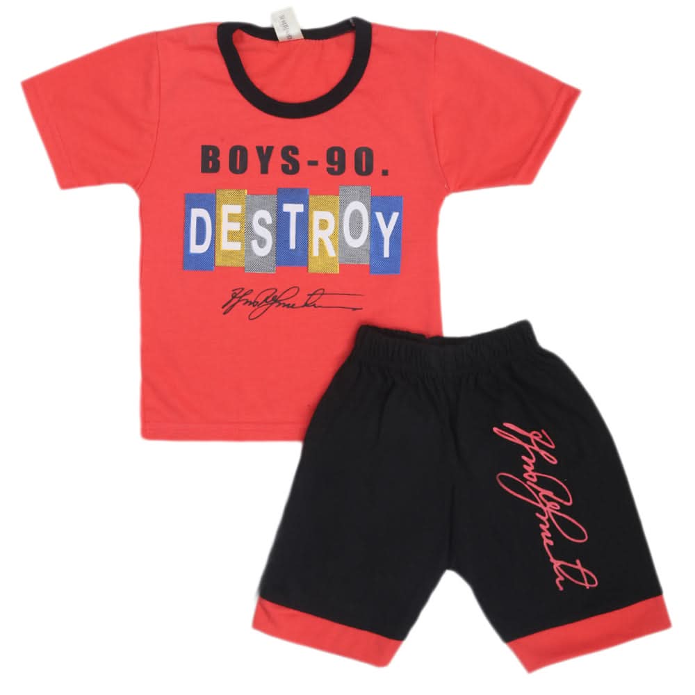Boys Short Suit - Red, Kids, Boys Sets And Suits, Chase Value, Chase Value