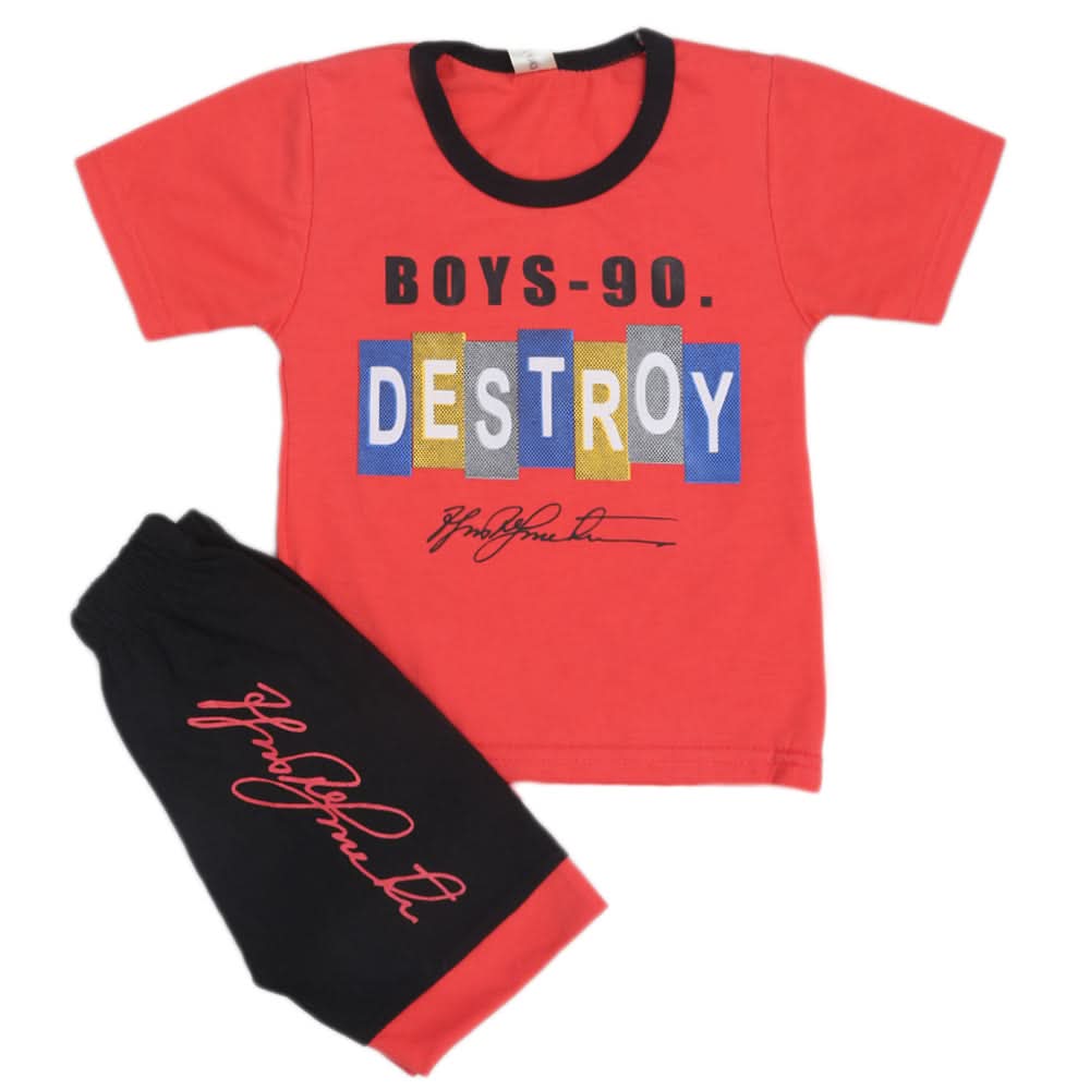 Boys Short Suit - Red, Kids, Boys Sets And Suits, Chase Value, Chase Value