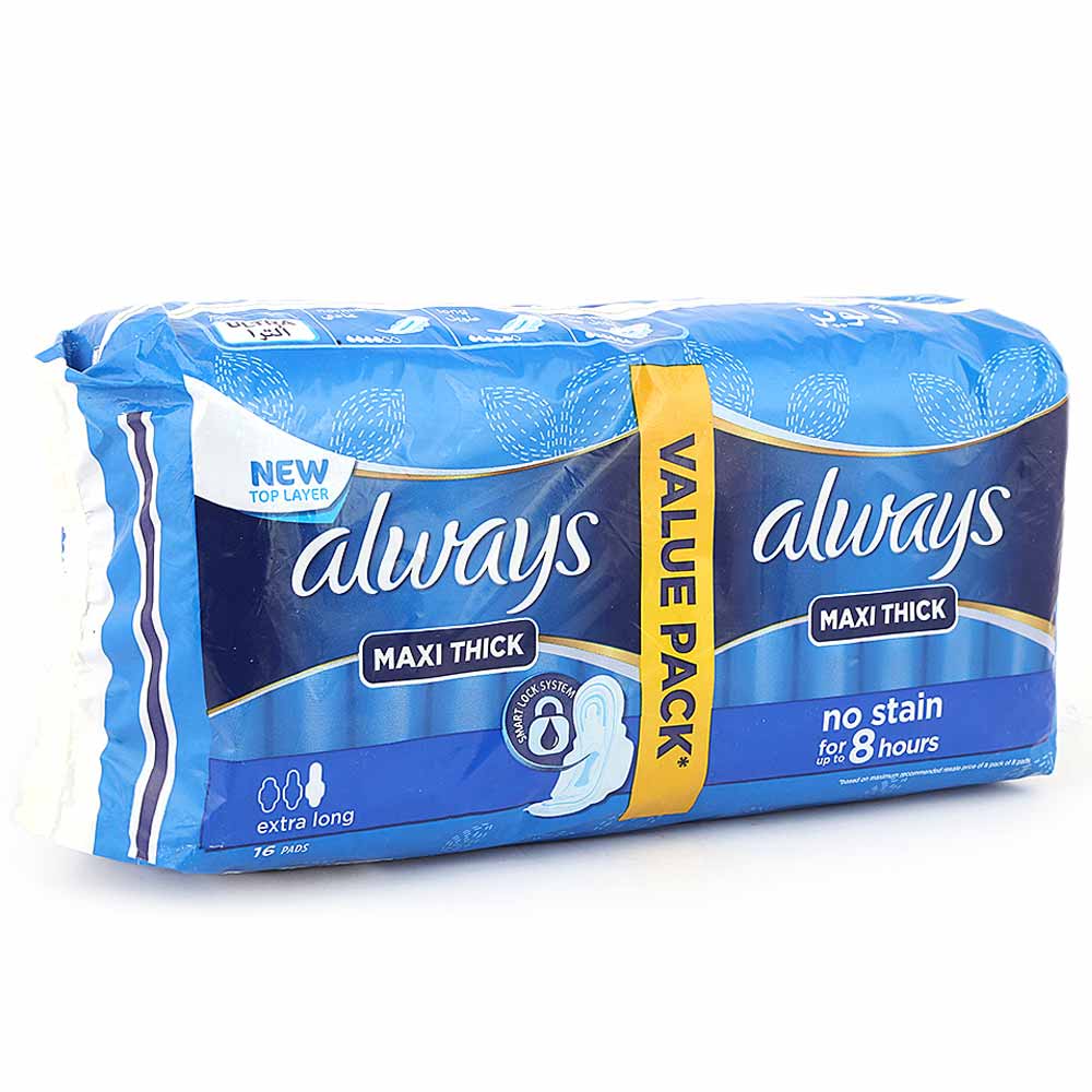 Always Maxi Thick Extra Long Value Pack 16 Pcs, Beauty & Personal Care, Sanitory Napkins, P&G, Chase Value