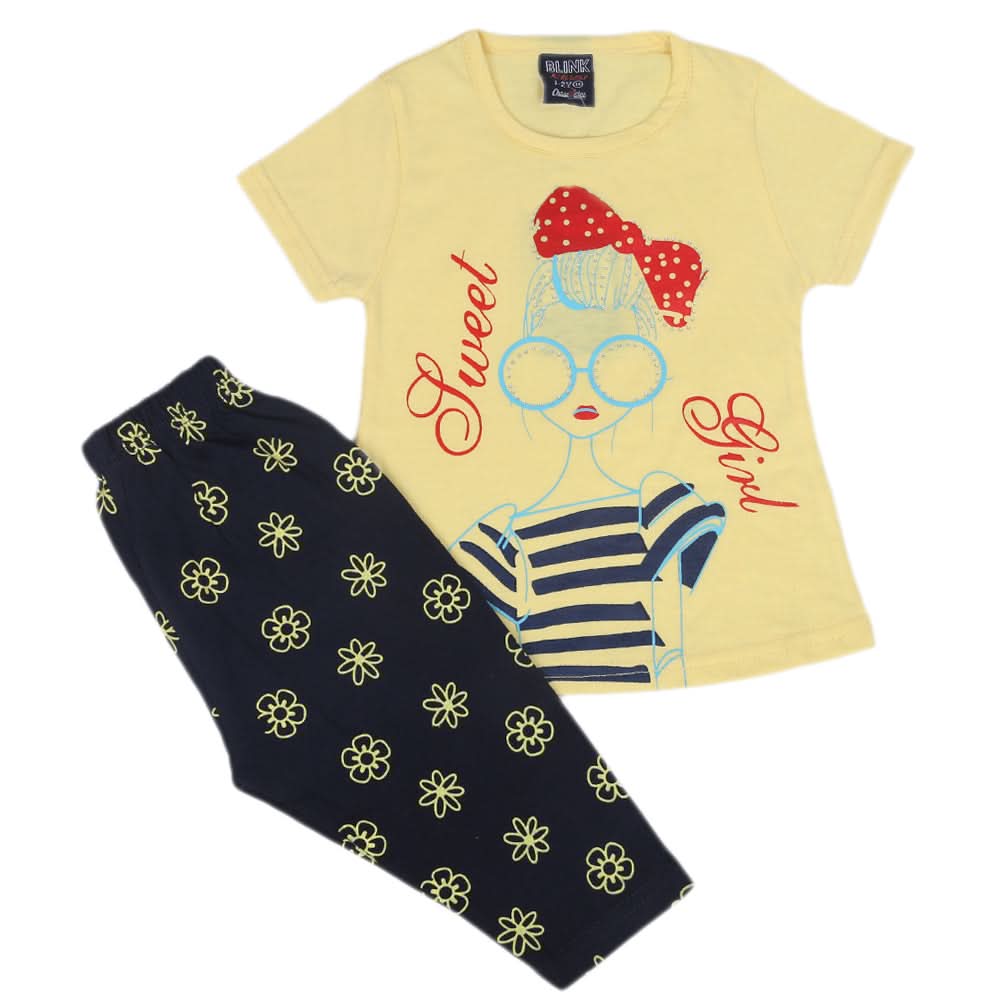 Girls Pajama Suit - Yellow, Kids, Girls Sets And Suits, Chase Value, Chase Value