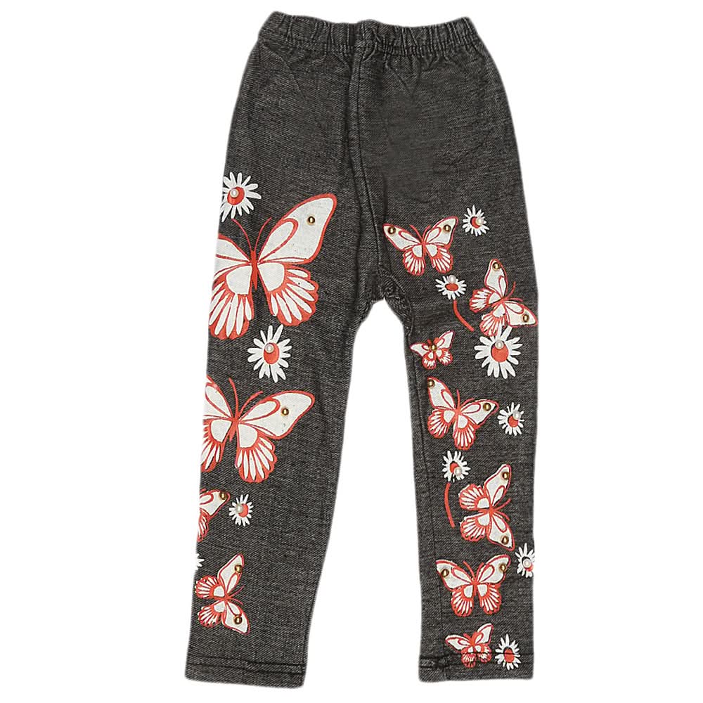 Girls Denim Print Tight - Black, Kids, Girls Pants And Capri, Chase Value, Chase Value