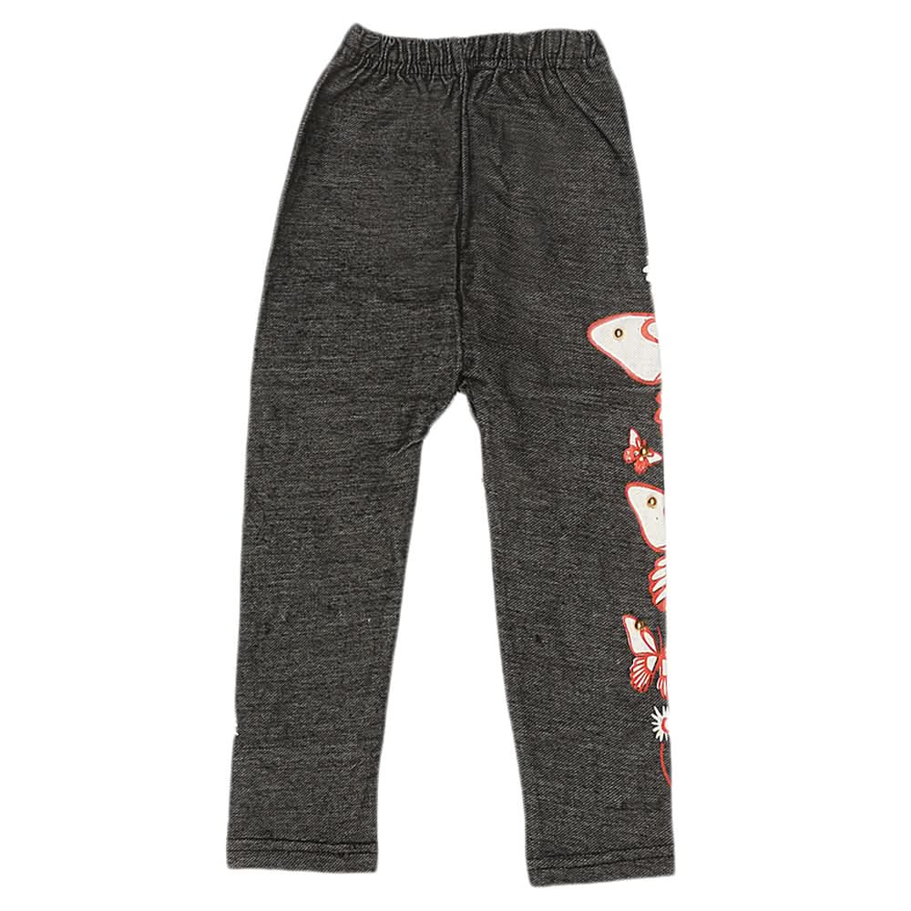 Girls Denim Print Tight - Black, Kids, Girls Pants And Capri, Chase Value, Chase Value