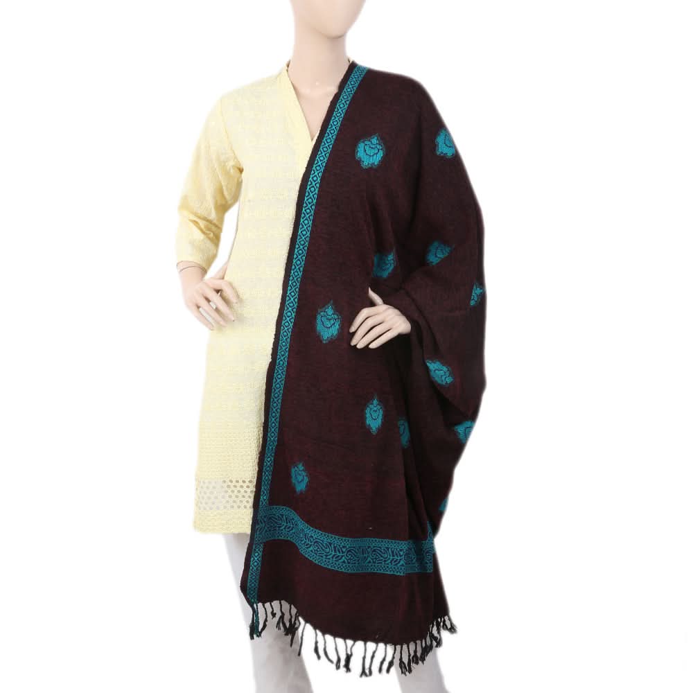 Women's Jacquard Velvet Shawl - Maroon, Women, Shawls And Scarves, Chase Value, Chase Value