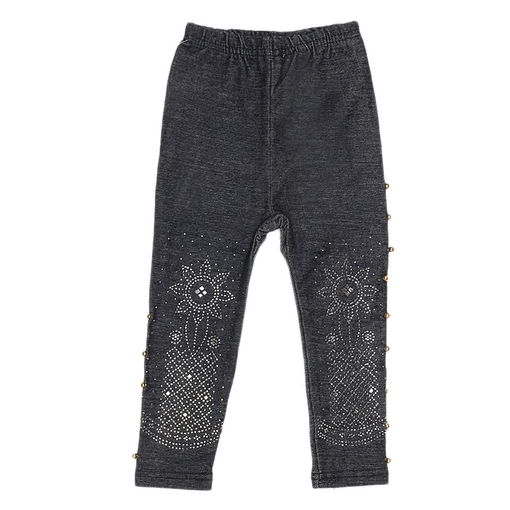 Girls Denim Stone Tight - Dark Blue, Kids, Girls Pants And Capri, Chase Value, Chase Value