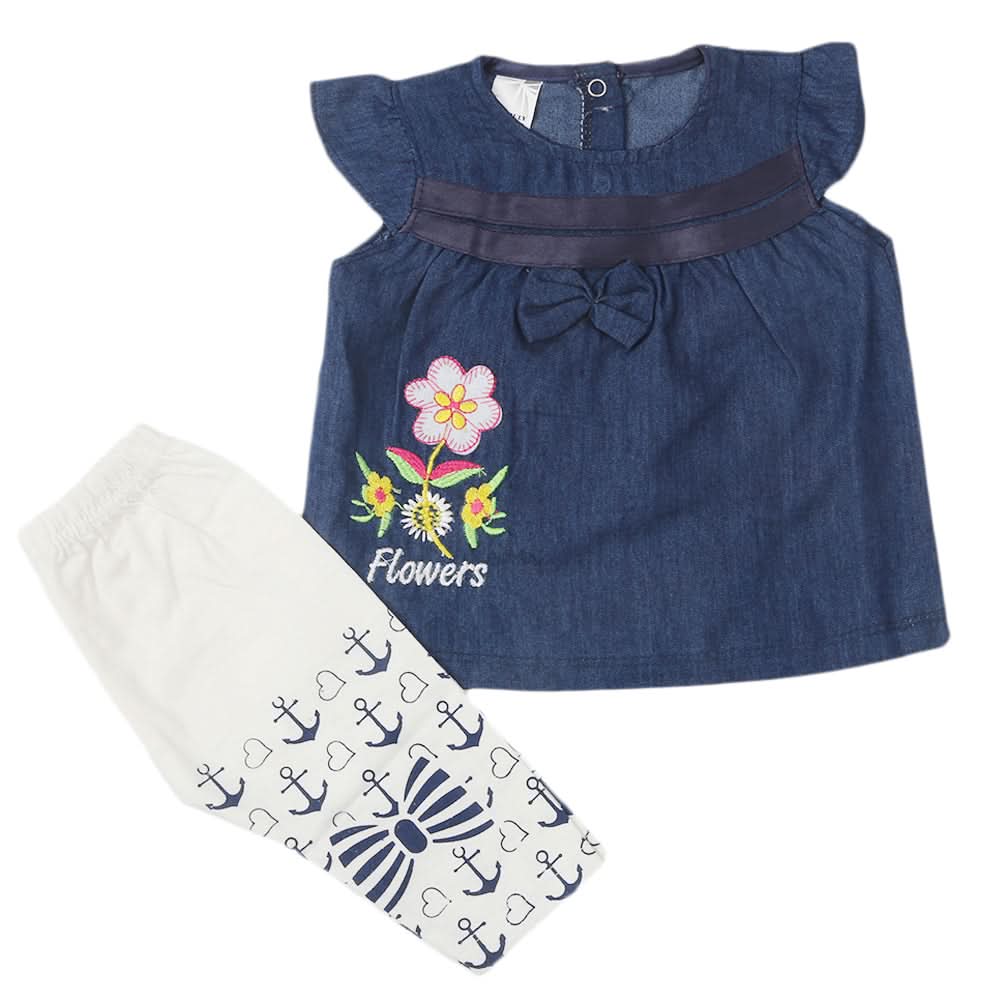 Newborn Girls Half Sleeves Suit - Dark Blue, Kids, Newborn Girls Sets And Suits, Chase Value, Chase Value
