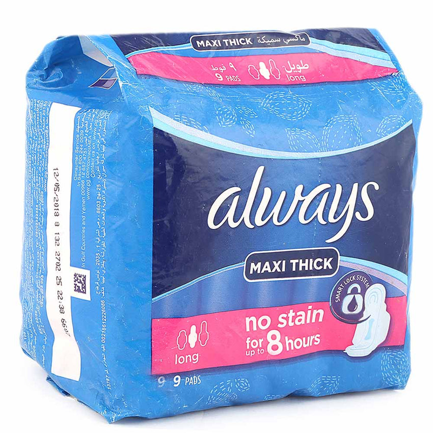 Always Maxi Thick Long 9 Pcs, Beauty & Personal Care, Sanitory Napkins, P&G, Chase Value