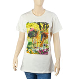 Women Half Sleeves Digital Print T-Shirt - White, Women T-Shirts & Tops, Chase Value, Chase Value