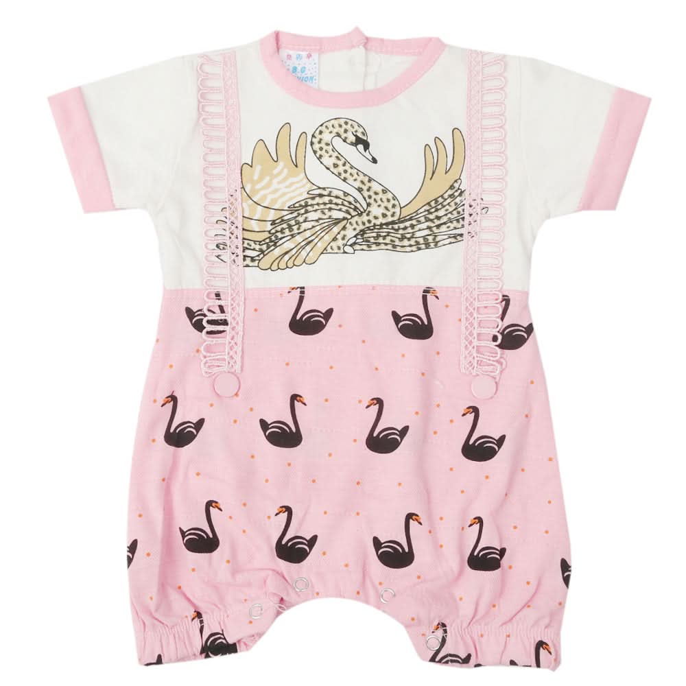 Newborn Girls Half Sleeves Romper - Pink, Kids, Newborn Girls Rompers, Chase Value, Chase Value