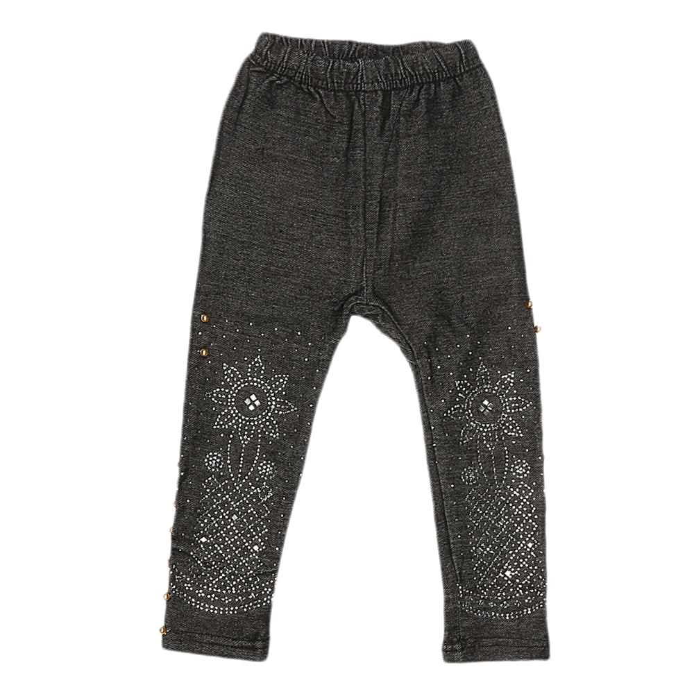Girls Denim Stone Tight - Black, Kids, Girls Pants And Capri, Chase Value, Chase Value