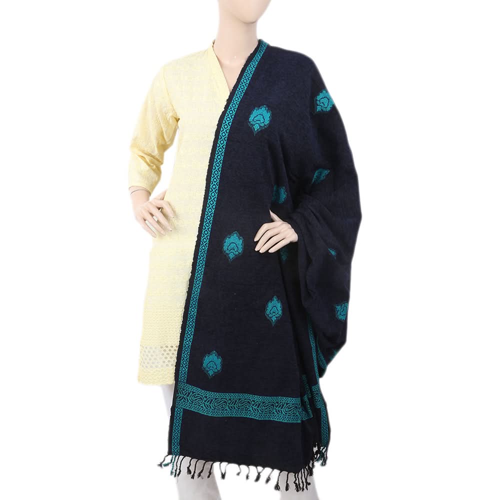 Women's Jacquard Velvet Shawl - Navy Blue, Women, Shawls And Scarves, Chase Value, Chase Value
