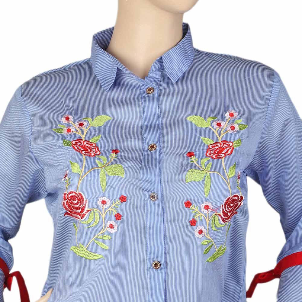 Women's Embroidered Casual Shirt - Blue, Women, T-Shirts And Tops, Chase Value, Chase Value