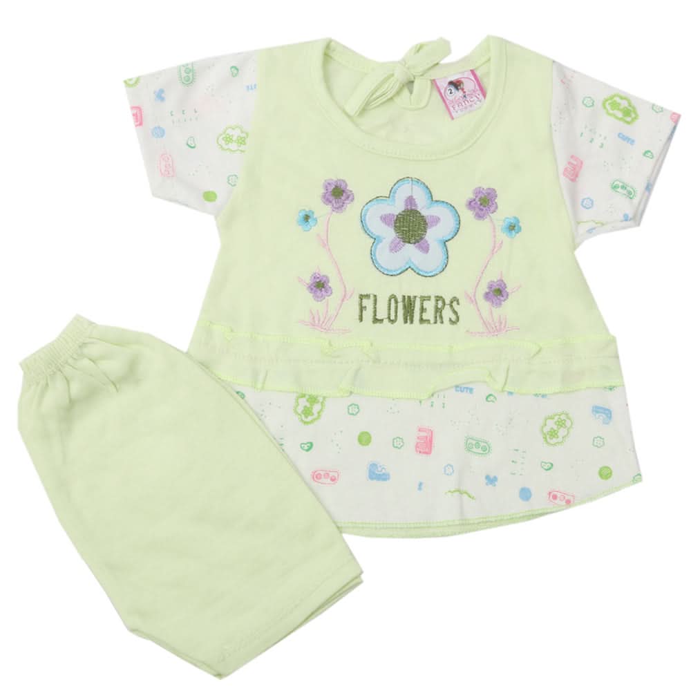 Newborn Girls Half Sleeves Suit - Green, Kids, Newborn Girls Sets And Suits, Chase Value, Chase Value