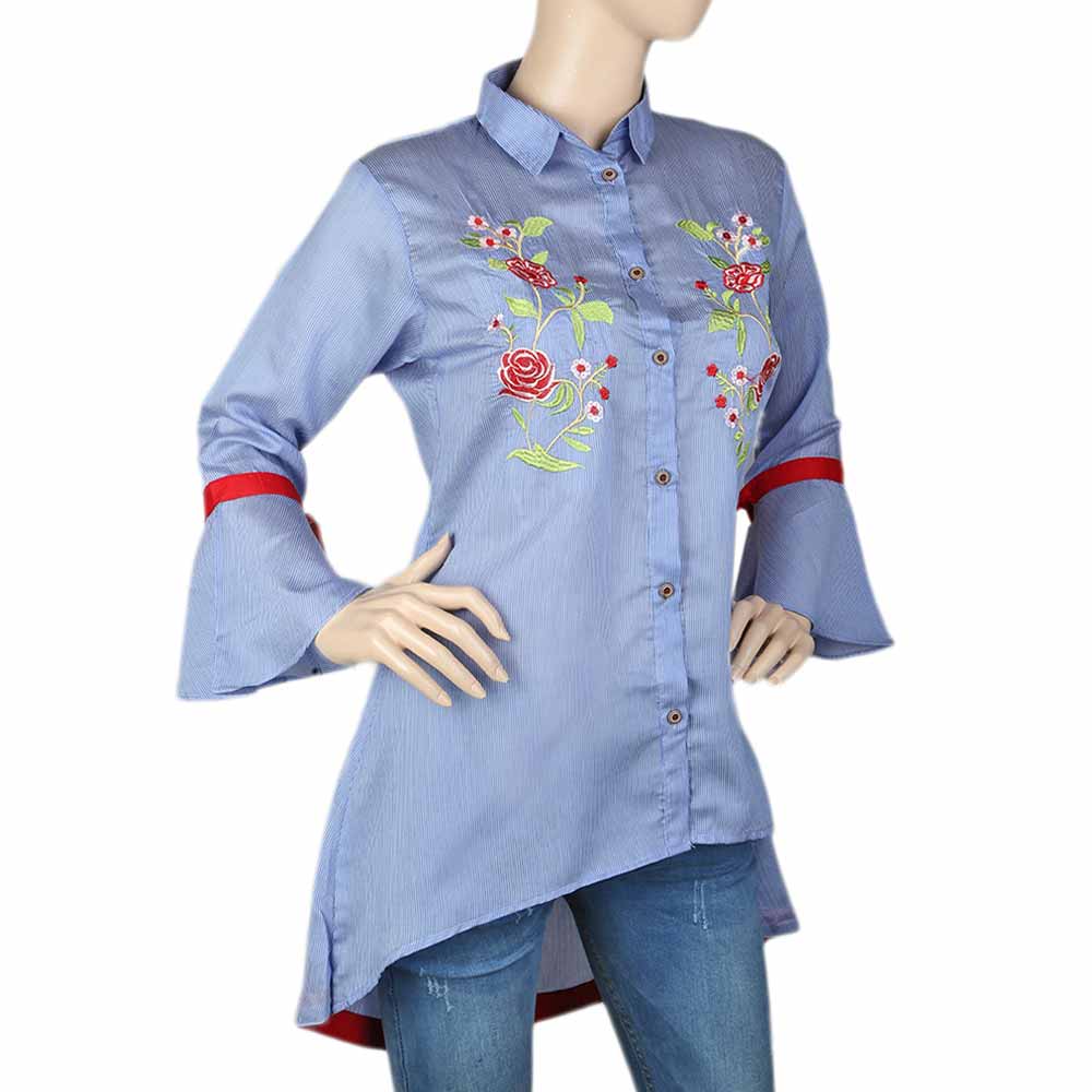 Women's Embroidered Casual Shirt - Blue, Women, T-Shirts And Tops, Chase Value, Chase Value