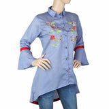 Women's Embroidered Casual Shirt - Blue, Women, T-Shirts And Tops, Chase Value, Chase Value