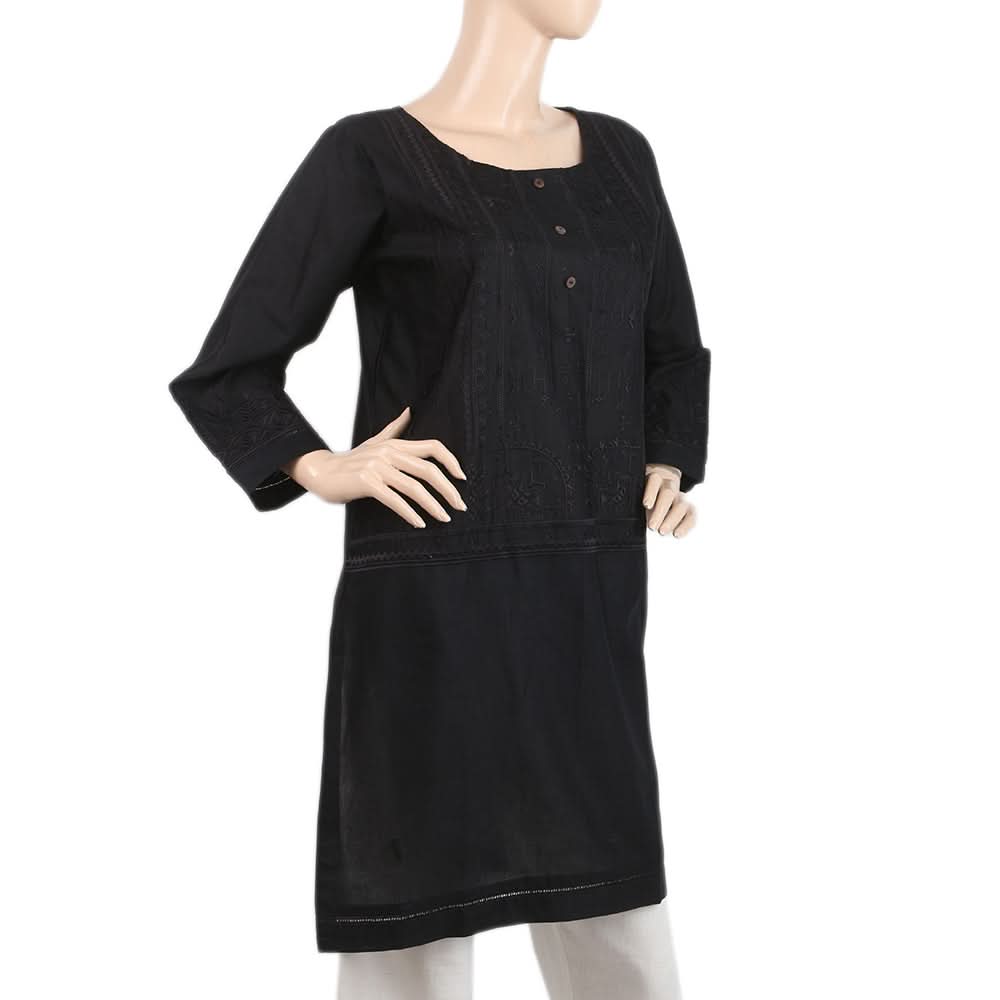 Women's Embroidered Kurti - Black, Women, Ready Kurtis, Chase Value, Chase Value