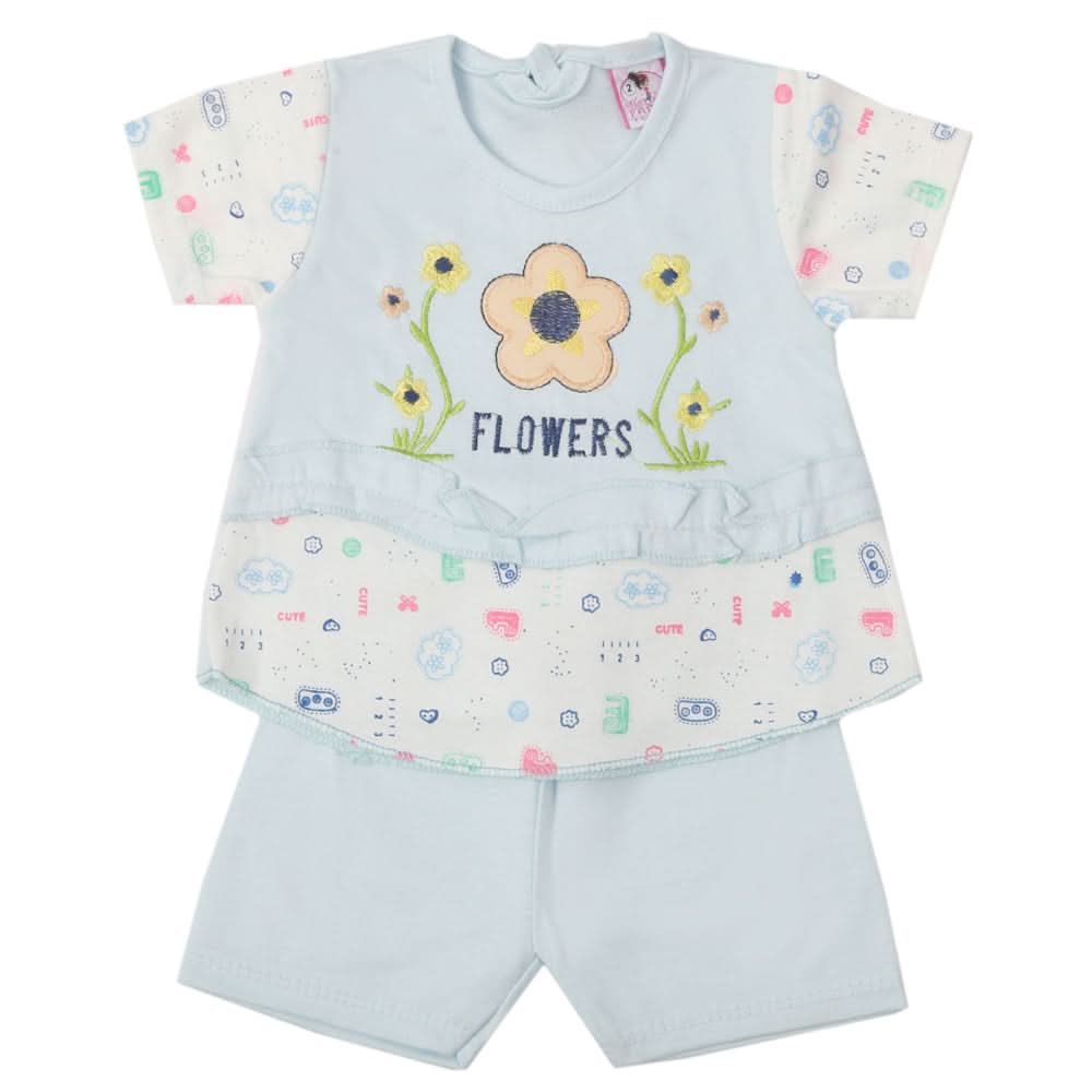 Newborn Girls Half Sleeves Suit - Light Blue, Kids, Newborn Girls Sets And Suits, Chase Value, Chase Value