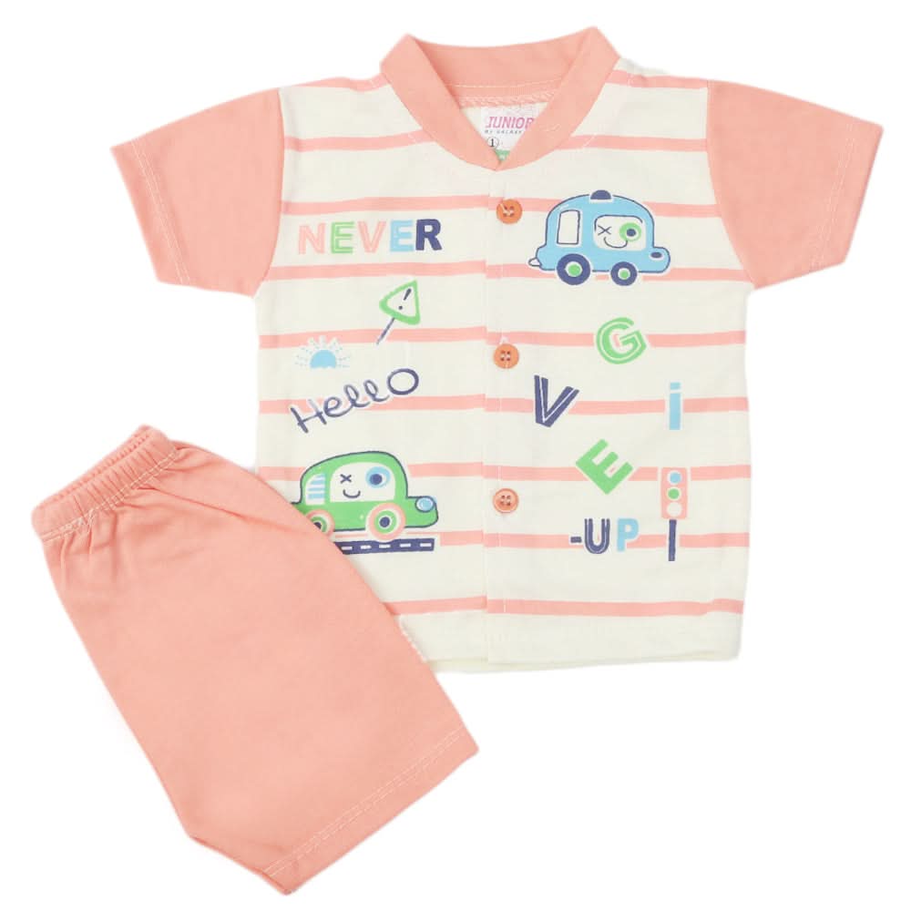 Newborn Boys Half Sleeves Suit - Peach, Kids, New Born Boys Sets And Suits, Chase Value, Chase Value