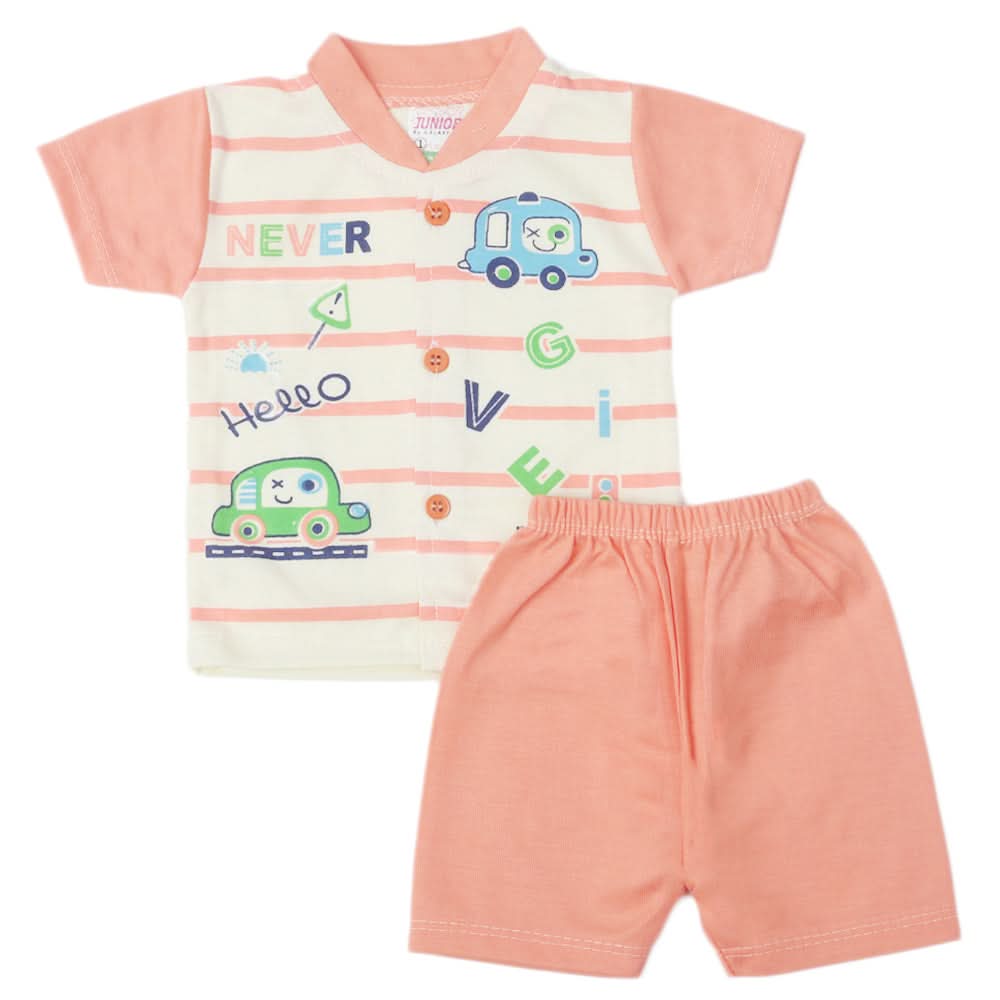 Newborn Boys Half Sleeves Suit - Peach, Kids, New Born Boys Sets And Suits, Chase Value, Chase Value