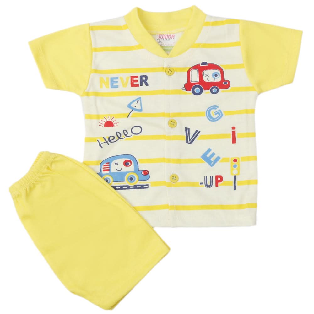 Newborn Boys Half Sleeves Suit - Yellow, Kids, New Born Boys Sets And Suits, Chase Value, Chase Value