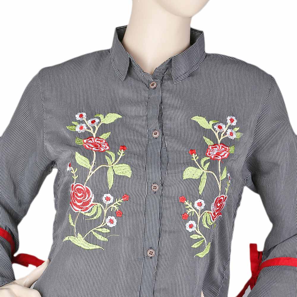 Women's Embroidered Casual Shirt - Black, Women, T-Shirts And Tops, Chase Value, Chase Value