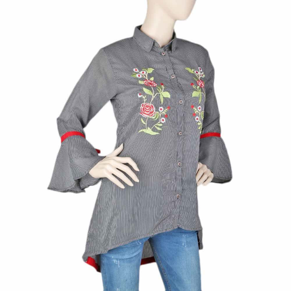Women's Embroidered Casual Shirt - Black, Women, T-Shirts And Tops, Chase Value, Chase Value