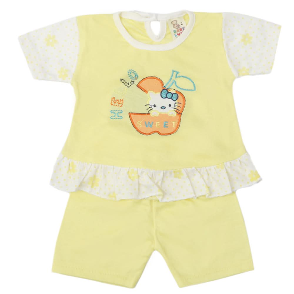 Newborn Girls Half Sleeves Suit - Yellow, Kids, Newborn Girls Sets And Suits, Chase Value, Chase Value
