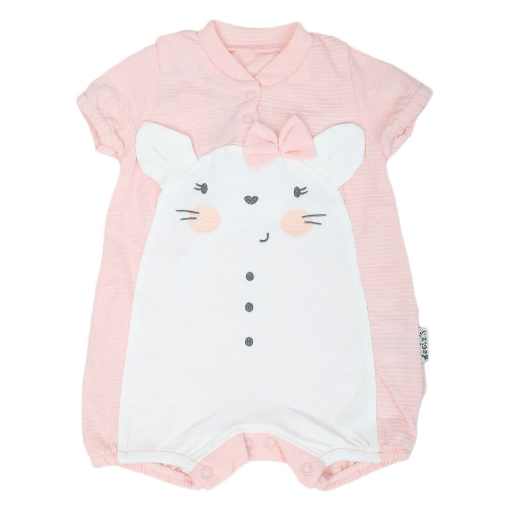 Newborn Girls Half Sleeves Romper - Peach, Kids, NB Girls Rompers, Chase Value, Chase Value