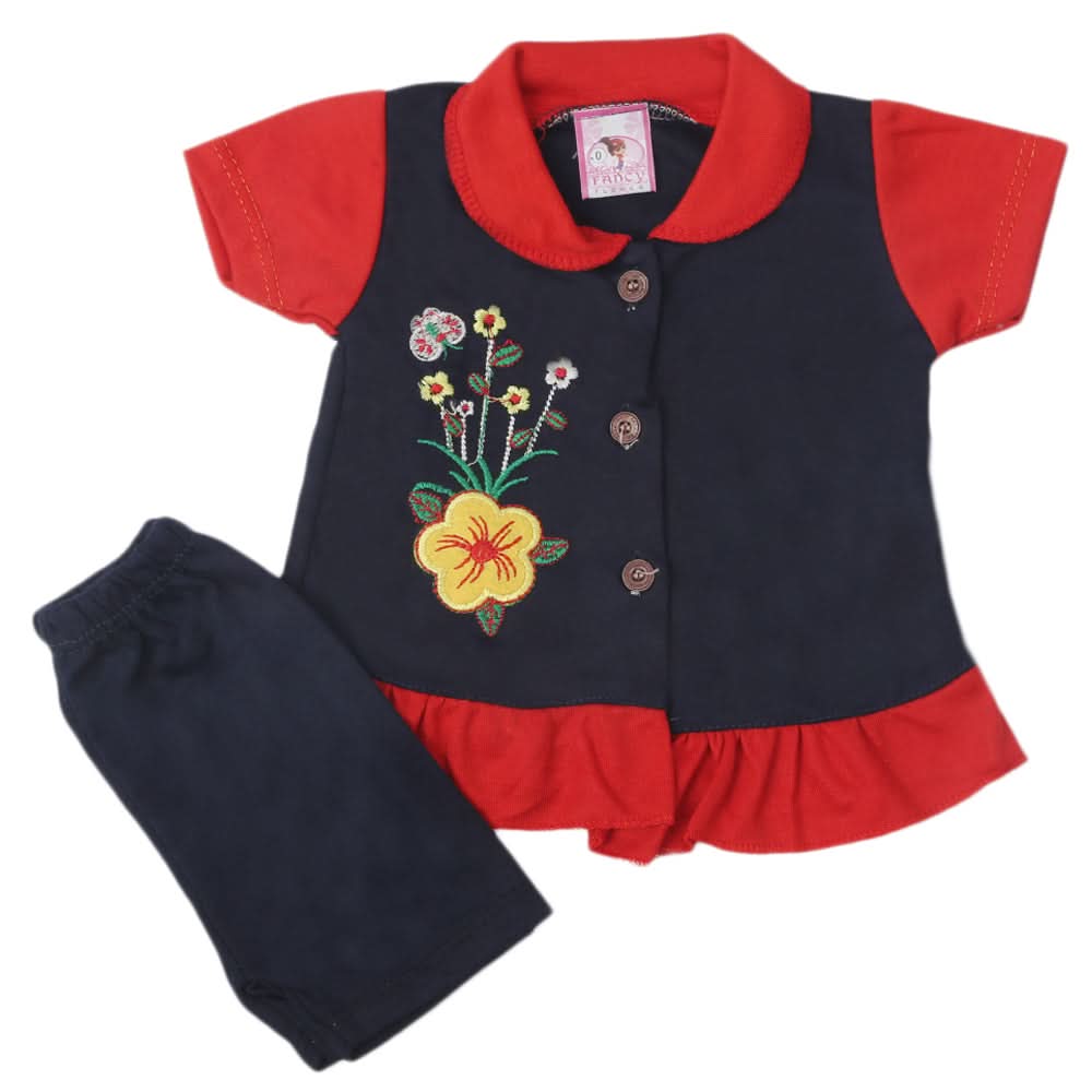 Newborn Girls Half Sleeves Suit - Navy Blue, Kids, Newborn Girls Sets And Suits, Chase Value, Chase Value