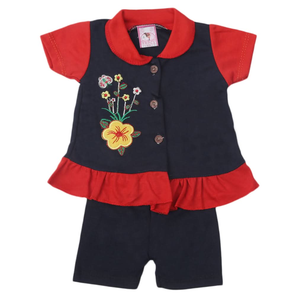 Newborn Girls Half Sleeves Suit - Navy Blue, Kids, Newborn Girls Sets And Suits, Chase Value, Chase Value