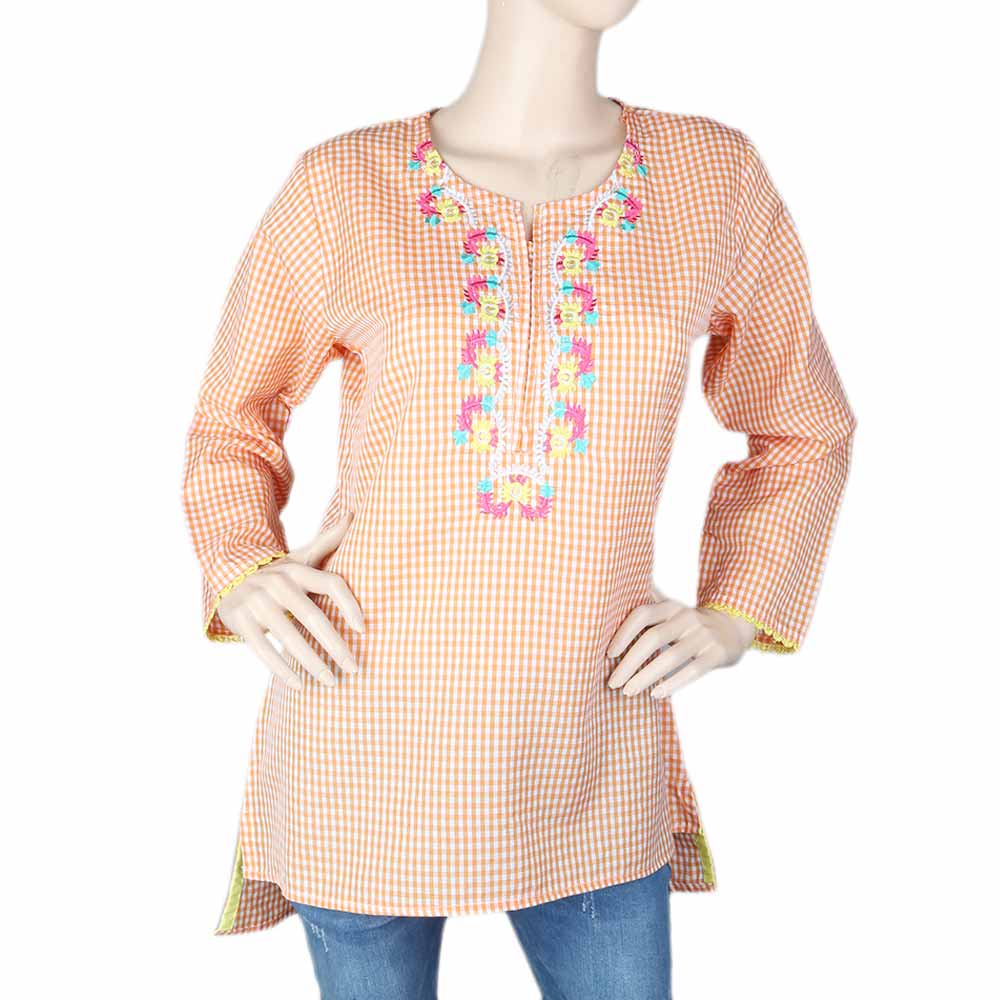 Women's Embroidered Western Top - Orange, Women, T-Shirts And Tops, Chase Value, Chase Value