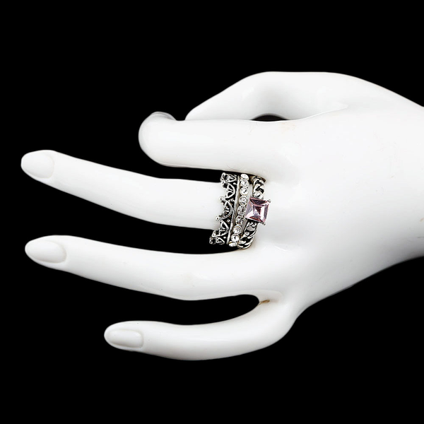 Women's Fancy Stone Ring - Silver - Pink - test-store-for-chase-value