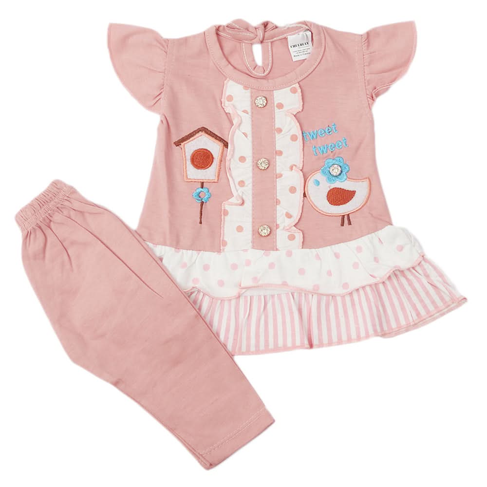 Newborn Girls Half Sleeves Suit - Pink, Kids, Newborn Girls Sets And Suits, Chase Value, Chase Value