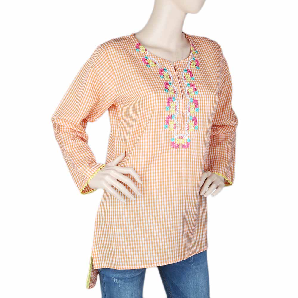 Women's Embroidered Western Top - Orange, Women, T-Shirts And Tops, Chase Value, Chase Value