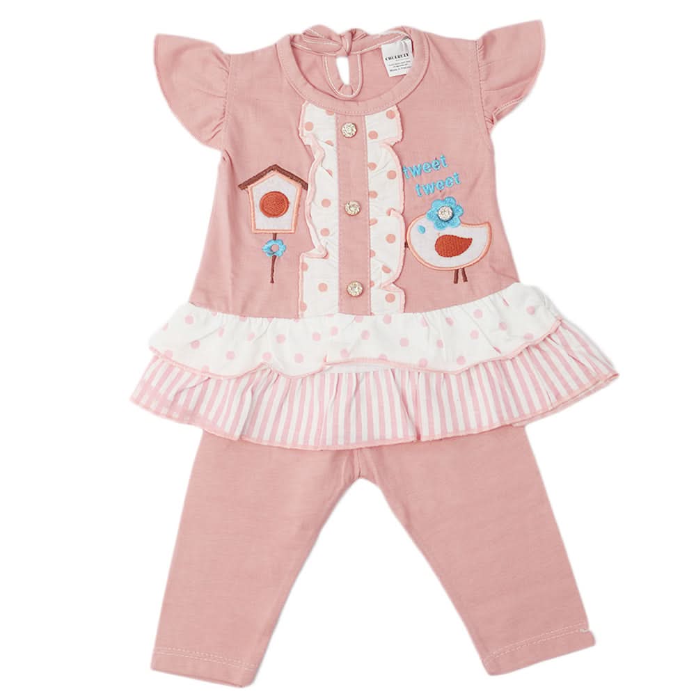 Newborn Girls Half Sleeves Suit - Pink, Kids, Newborn Girls Sets And Suits, Chase Value, Chase Value