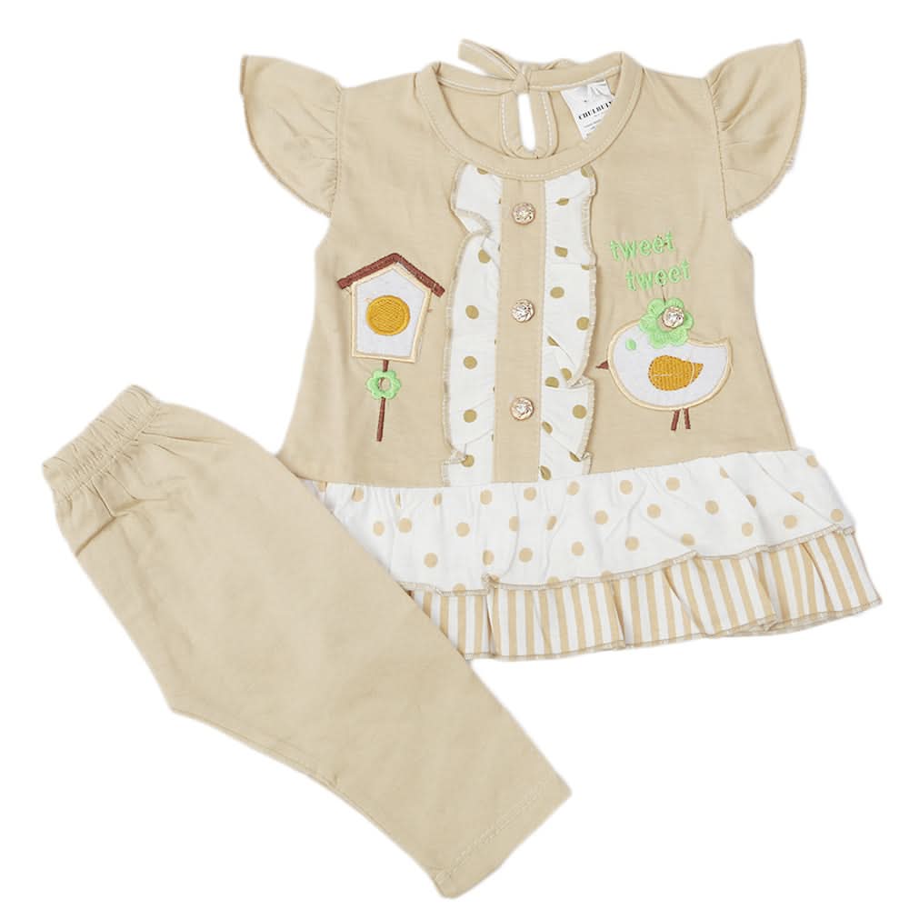 Newborn Girls Half Sleeves Suit - Beige, Kids, Newborn Girls Sets And Suits, Chase Value, Chase Value