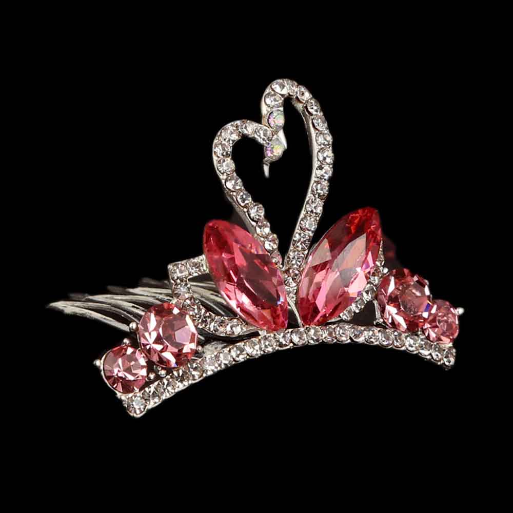 Metal Comb Crown For Women - Pink, Women, Hair And Head Jewellery, Chase Value, Chase Value