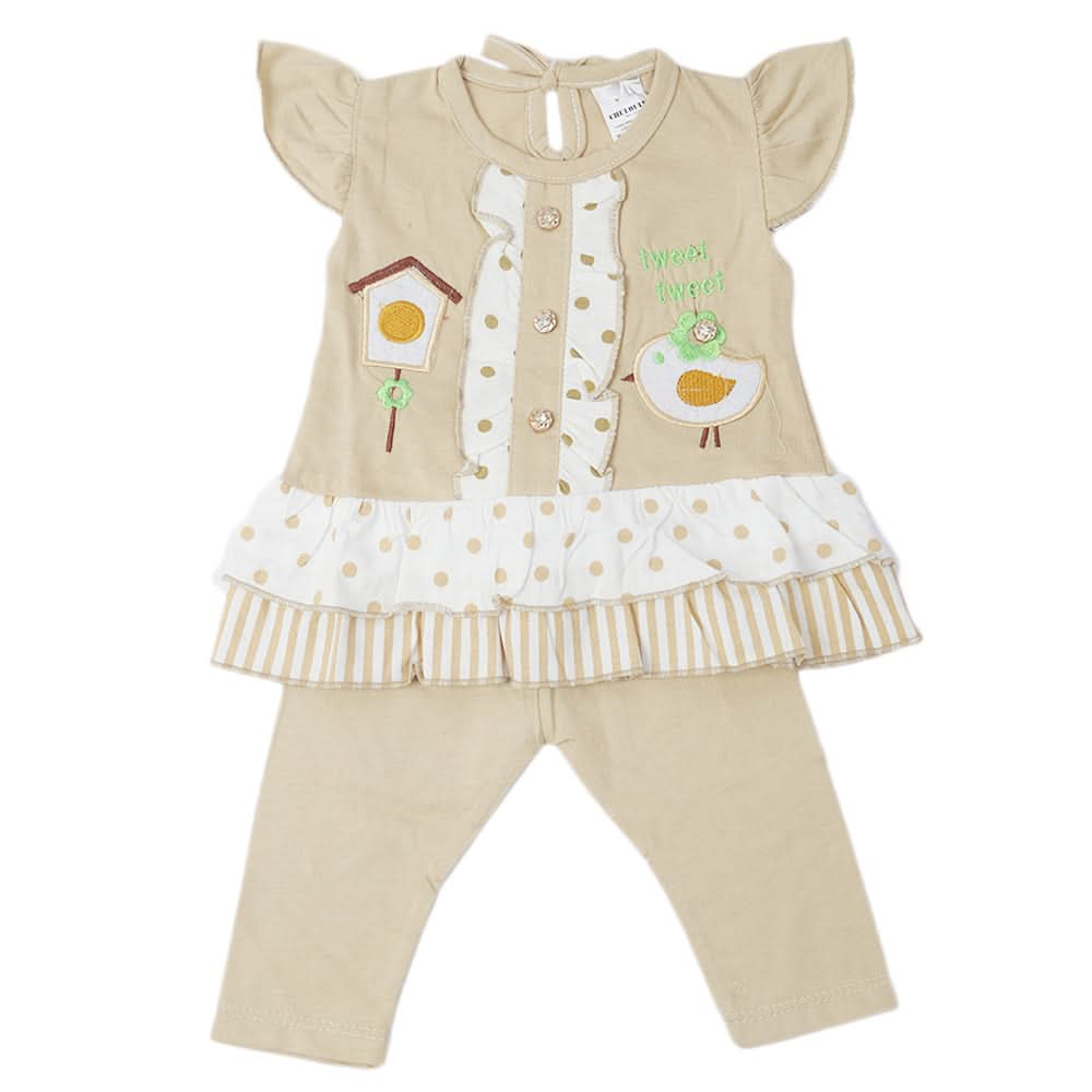 Newborn Girls Half Sleeves Suit - Beige, Kids, Newborn Girls Sets And Suits, Chase Value, Chase Value
