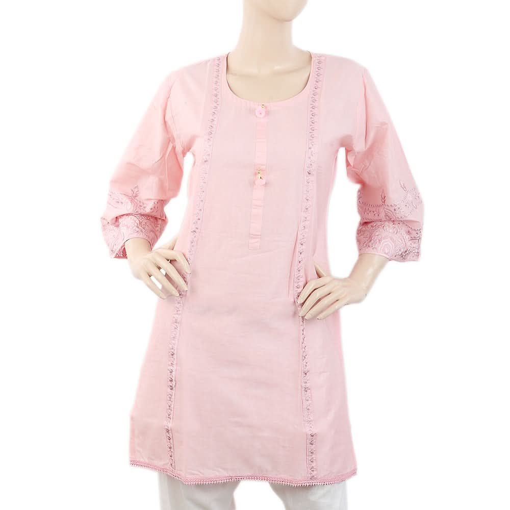 Women's Embroidered Kurti - Light Pink, Women, Ready Kurtis, Chase Value, Chase Value