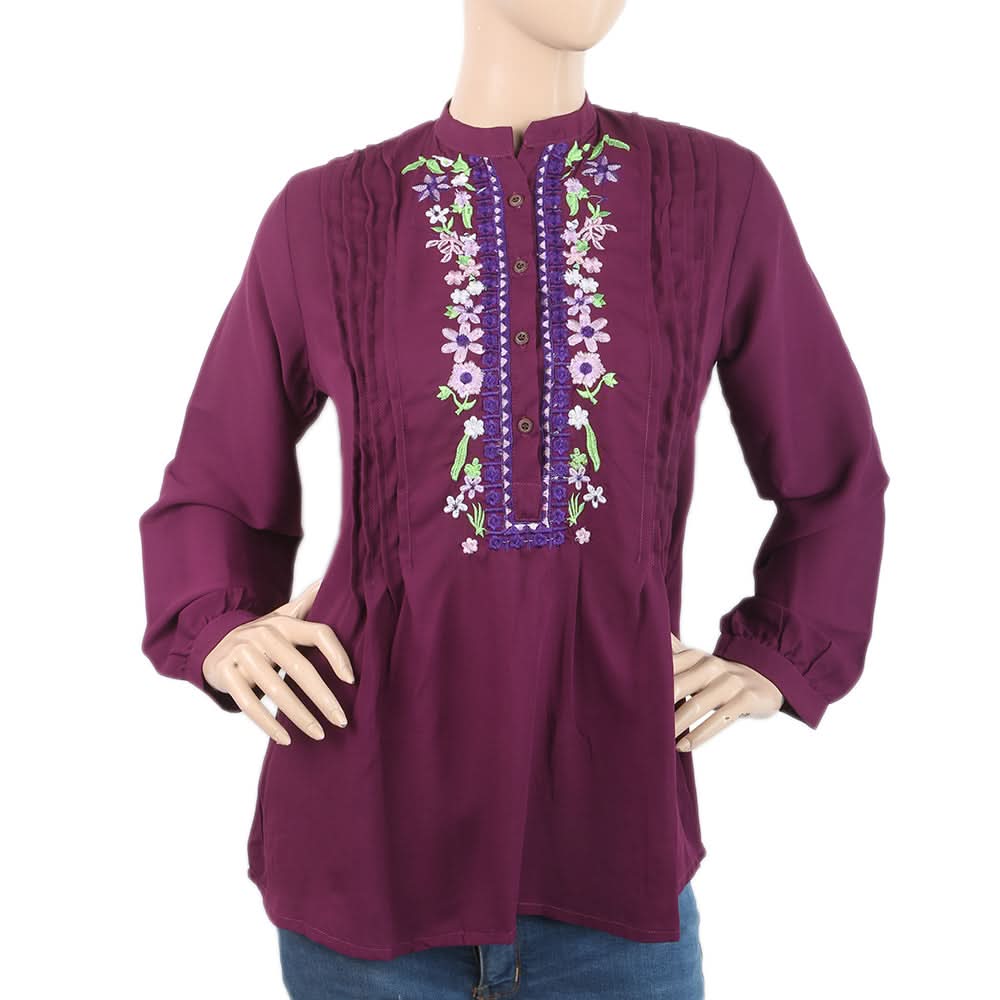 Women's Plain Georgette Top - Purple, Women, T-Shirts And Tops, Chase Value, Chase Value