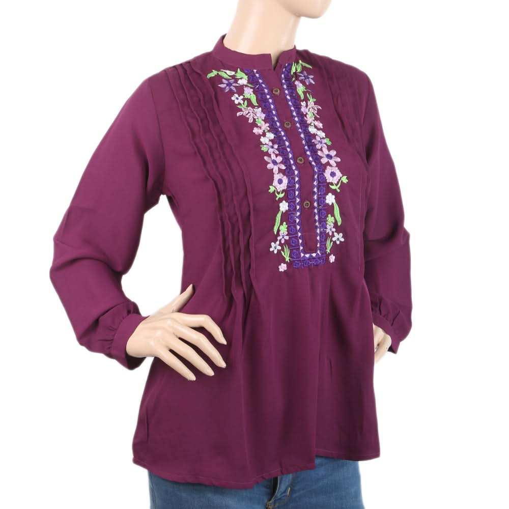 Women's Plain Georgette Top - Purple, Women, T-Shirts And Tops, Chase Value, Chase Value