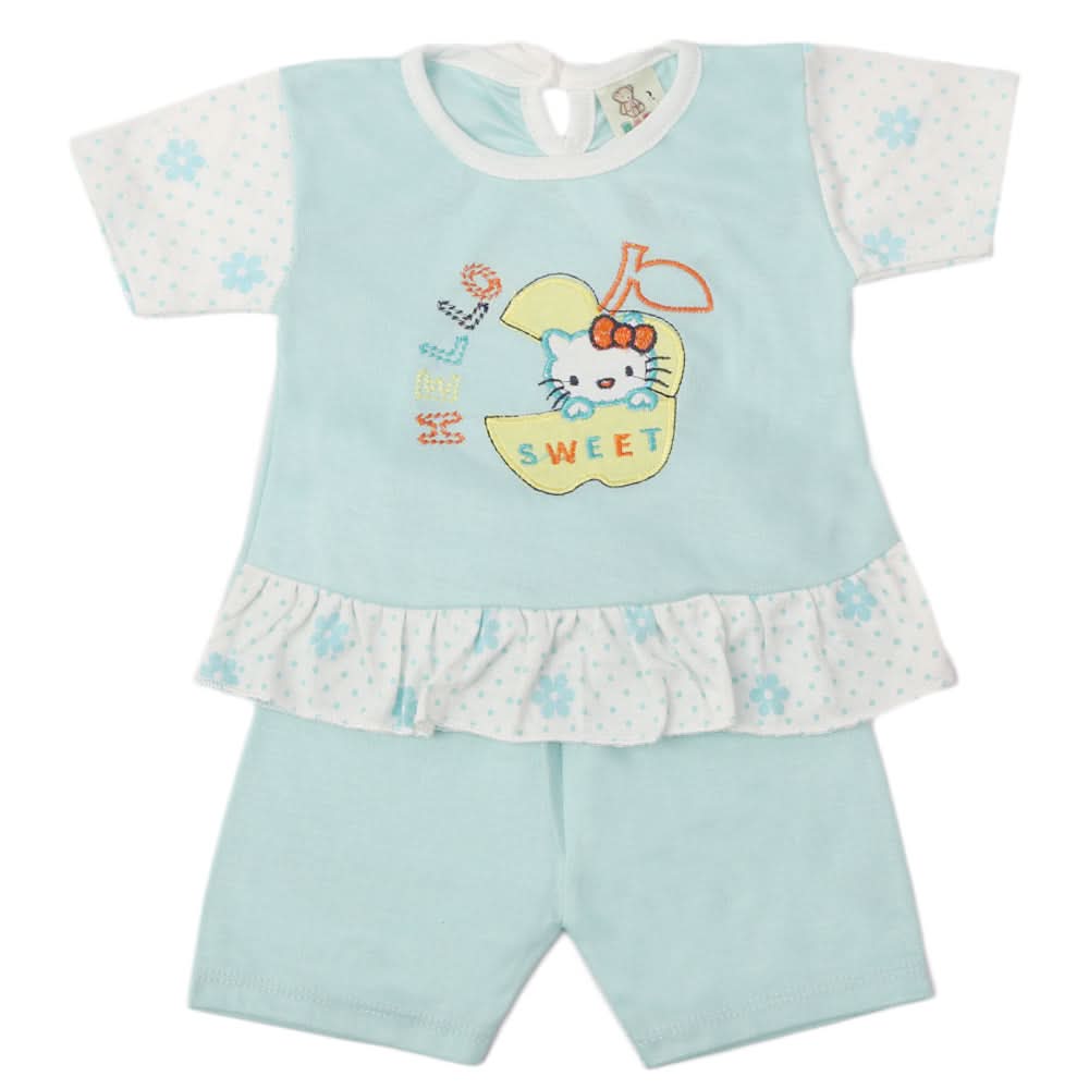 Newborn Girls Half Sleeves Suit - Cyan, Kids, Newborn Girls Sets And Suits, Chase Value, Chase Value