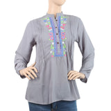 Women's Plain Georgette Top - Grey, Women, T-Shirts And Tops, Chase Value, Chase Value