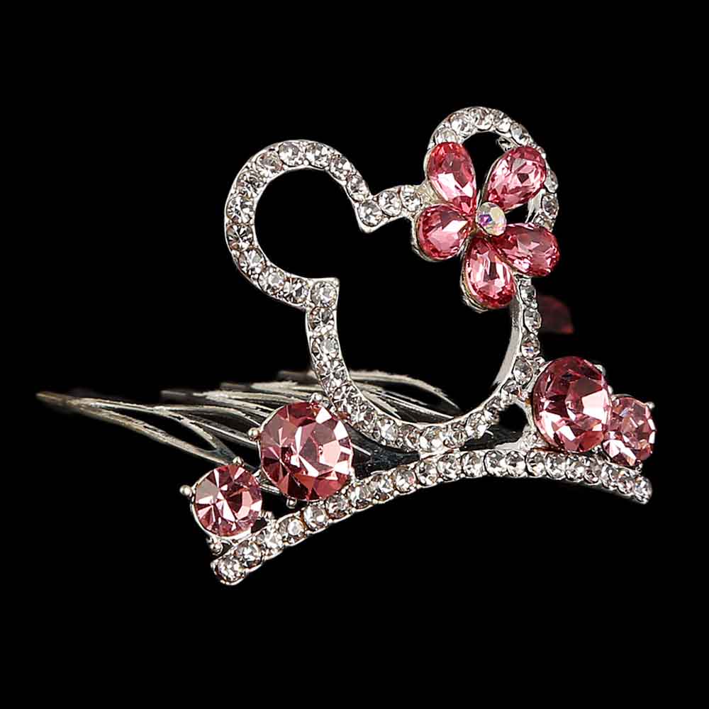 Metal Comb Crown For Women - Pink, Women, Hair And Head Jewellery, Chase Value, Chase Value