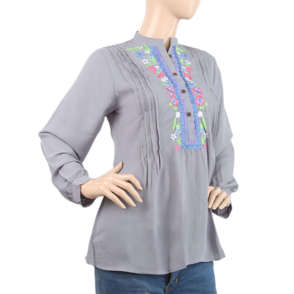 Women's Plain Georgette Top - Grey, Women, T-Shirts And Tops, Chase Value, Chase Value