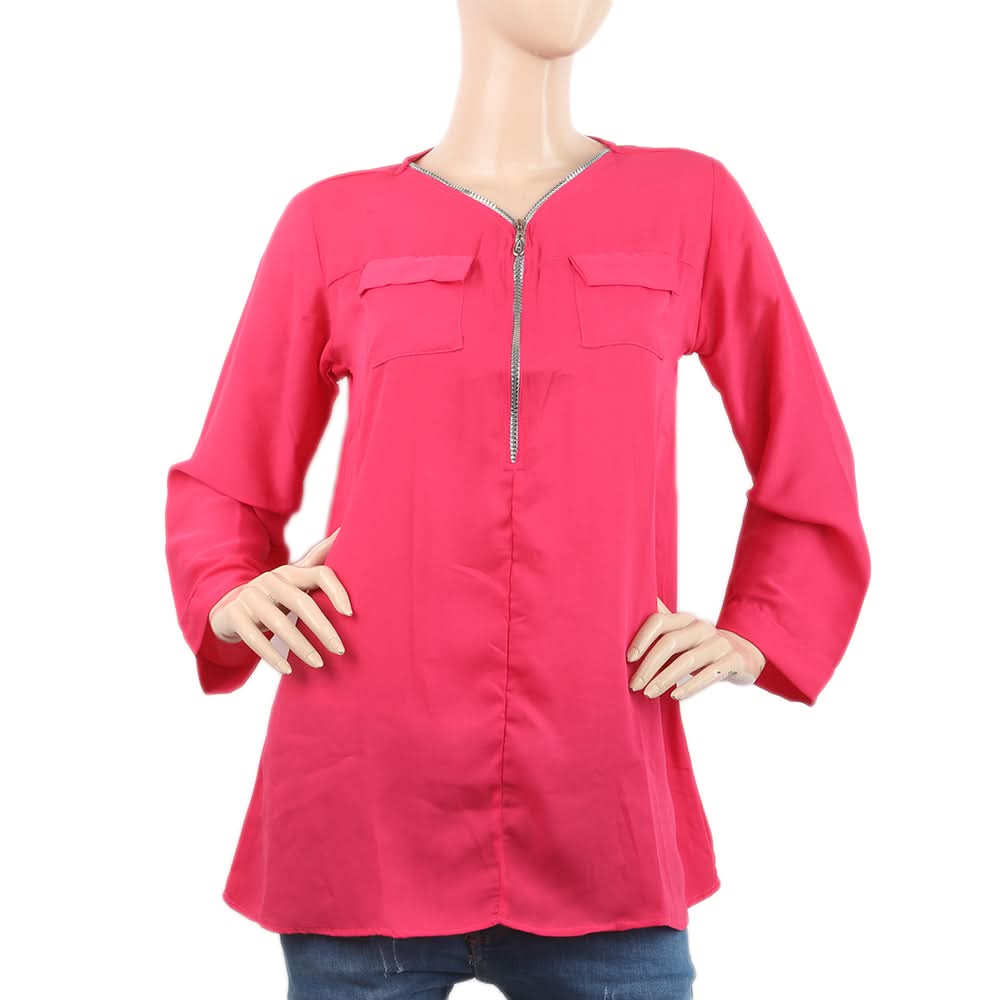 Women's Plain Georgette Top - Pink, Women, T-Shirts And Tops, Chase Value, Chase Value