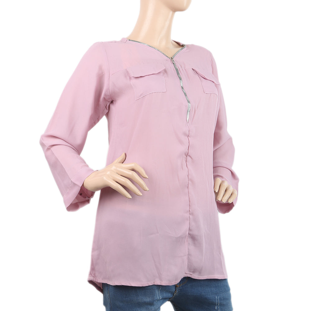 Women's Plain Georgette Top - Light Purple, Women, T-Shirts And Tops, Chase Value, Chase Value