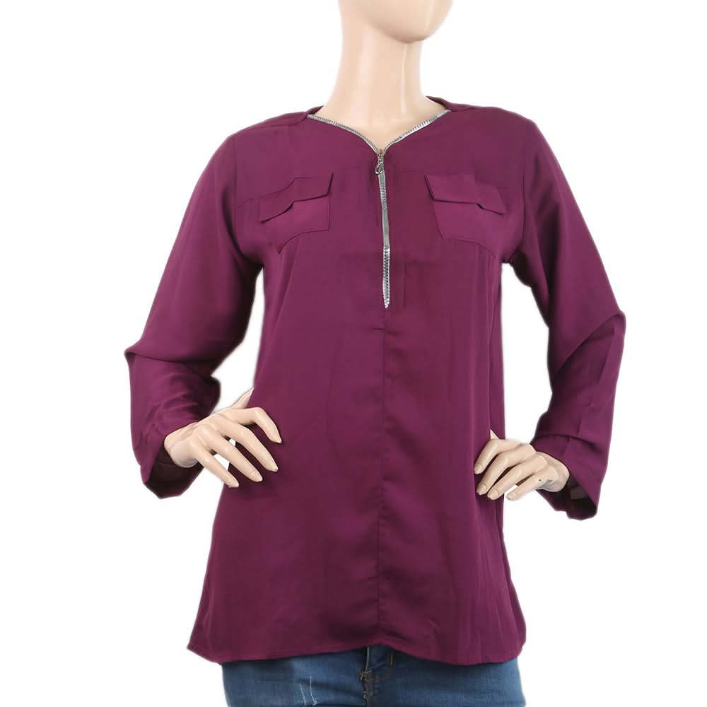 Women's Plain Georgette Top - Purple, Women, T-Shirts And Tops, Chase Value, Chase Value