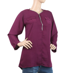 Women's Plain Georgette Top - Purple, Women, T-Shirts And Tops, Chase Value, Chase Value